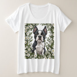ボストンテリアとマサチューセッツのマツヨイグサ 2 プラスサイズTシャツ