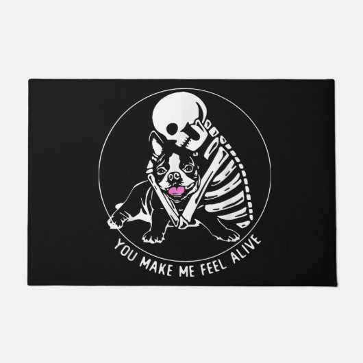 ボストンテリアのお母さん、ボストンテリアパパ、犬好き ドアマット (正面)