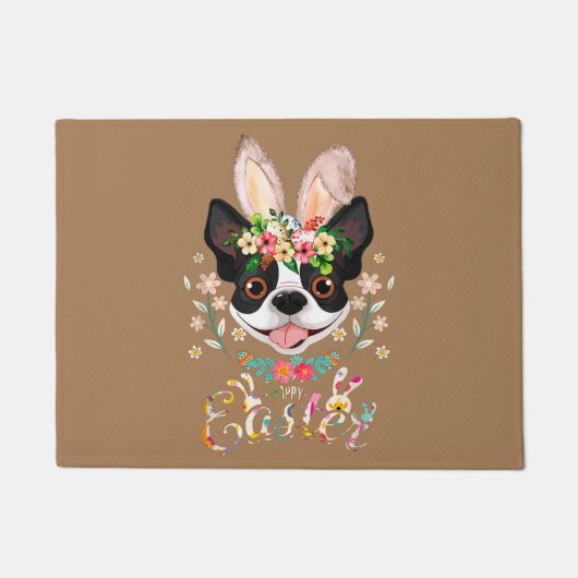 ボストンテリアのお母さん、ボストンテリアパパ、犬好き ドアマット (正面)