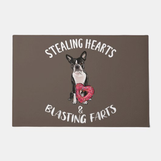 ボストンテリアのお母さん、ボストンテリアパパ、犬好き ドアマット (正面)