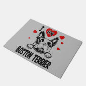 ボストンテリアのお母さん、ボストンテリアパパ、犬好き ドアマット (アングル)