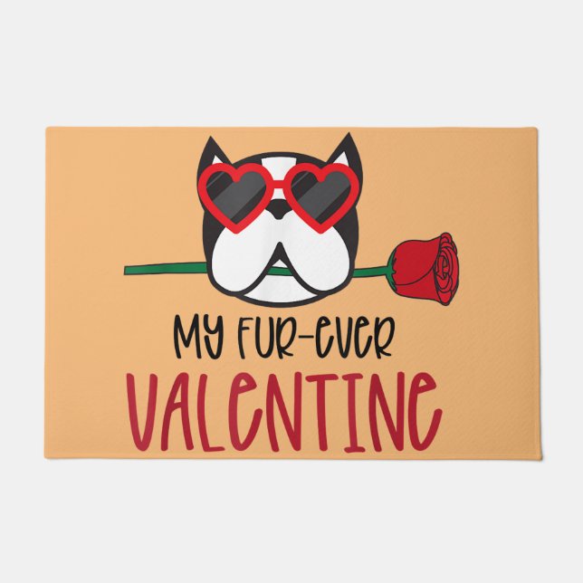 ボストンテリアのお母さん、ボストンテリアパパ、犬好き ドアマット (正面)