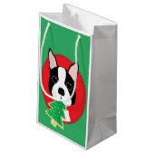 ボストンテリアのお洒落なクリスマス スモールペーパーバッグ (裏面アングル)