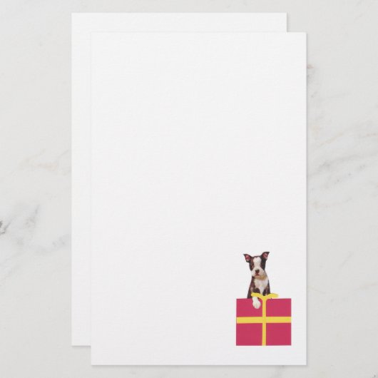 ボストンテリアのギフト用の箱の文房具 便箋 (正面/裏面)