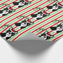 ボストンテリアのクリスマスの包装紙 ラッピングペーパー