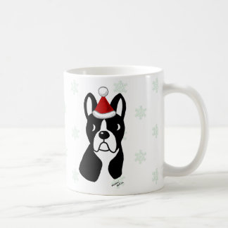 ボストンテリアのクリスマスの漫画の雪片 コーヒーマグカップ