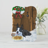 ボストンテリアのクリスマスカード シーズンカード (スタンド正面)