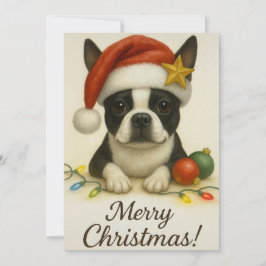 ボストンテリアのクリスマスカード 招待状