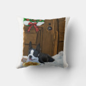 ボストンテリアのクリスマスプレゼント クッション (裏面)