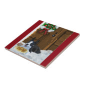 ボストンテリアのクリスマスプレゼント タイル (側面)