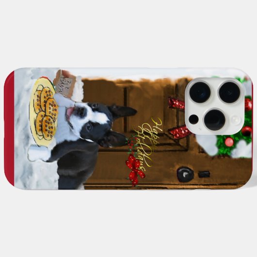 ボストンテリアのクリスマスプレゼント Case-Mate iPhoneケース (裏面 (横))