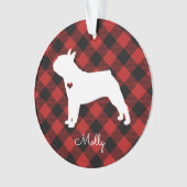 ボストンテリアのクリスマスプレッドドッグ名写真 オーナメント (正面)