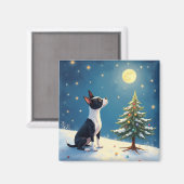 ボストンテリアのクリスマス星空鑑賞 マグネット (正面/裏面)