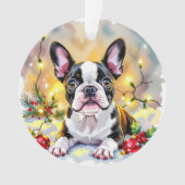 ボストンテリアのクリスマス オーナメント (正面)