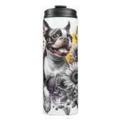 ボストンテリアのグレースケールガーデングリー タンブラー (正面)