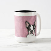 ボストンテリアのコーヒー・マグかわいい犬の水彩画 ツートーンマグカップ (正面右)