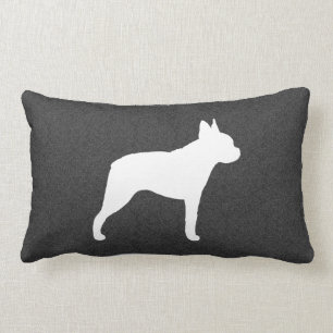 ボストンテリアのシルエット ランバークッション