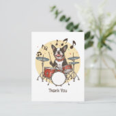 ボストンテリアのドラム演奏に感謝 ポストカード (スタンド正面)