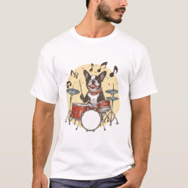ボストンテリアのドラム演奏 Tシャツ