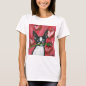 ボストンテリアのバレンタインは鉱山のハートです Tシャツ (正面)