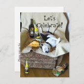 ボストンテリアのパーティの招待状を祝おう インビテーションポストカード (正面/裏面)