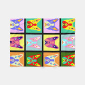 ボストンテリアのポップアート フリースブランケット (正面(横))