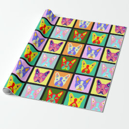 ボストンテリアのポップアート ラッピングペーパー