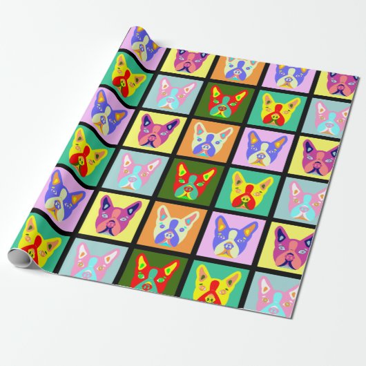 ボストンテリアのポップアート ラッピングペーパー (アンロールド)
