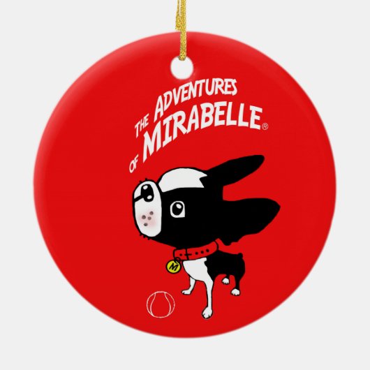 ボストンテリアのルドルフのトナカイの休日のオーナメント セラミックオーナメント (裏面)