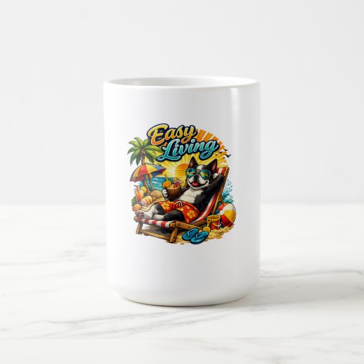ボストンテリアの人生は楽ちん コーヒーマグカップ (中央)