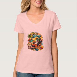 ボストンテリアの人生は楽に生きる Tシャツ