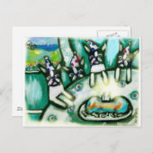 ボストンテリアの夏の誕生日パーティー ポストカード (正面/裏面)