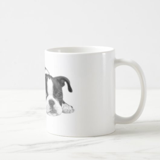 ボストンテリアの子犬のマグ コーヒーマグカップ (右)
