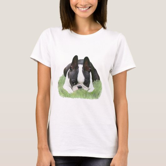 ボストンテリアの子犬の休息 Tシャツ (正面)