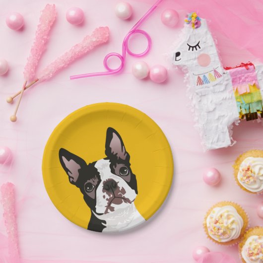ボストンテリアの所有者のためのかわいいボストンテリア犬 ペーパープレート (パーティー)