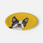 ボストンテリアの所有者のためのかわいいボストンテリア犬 ペーパープレート (アングル)