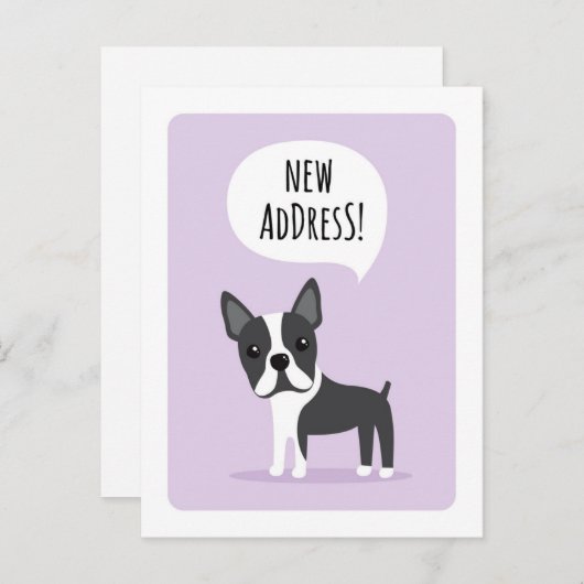 ボストンテリアの新しい住所移動発表 案内ポストカード (正面/裏面)