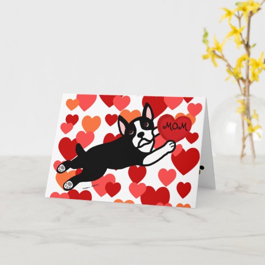 ボストンテリアの母の日カード カード (黄色い花)