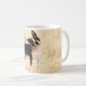 ボストンテリアの水彩画のデジタル芸術 コーヒーマグカップ (正面右)