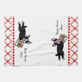 ボストンテリアの漫画 キッチンタオル (横)