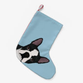 ボストンテリアの漫画 スモールクリスマスストッキング (正面 (吊り時))