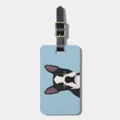 ボストンテリアの漫画 ラゲッジタグ (正面縦)