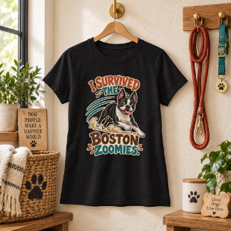 ボストンテリアの爆走に耐えたよ 笑 Tシャツ