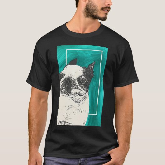 ボストンテリアの犬の太字のスケッチ Tシャツ (正面)