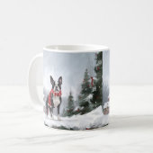 ボストンテリアの犬の雪のクリスマス コーヒーマグカップ (正面左)