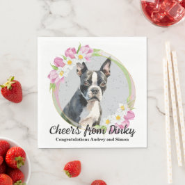 ボストンテリアの結婚式のナプキンに犬の写真 スタンダードランチョンナプキン