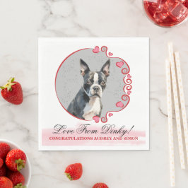 ボストンテリアの結婚式のナプキンに犬の写真 スタンダードランチョンナプキン