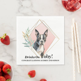ボストンテリアの結婚式のナプキンに犬の写真 スタンダードランチョンナプキン