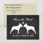 ボストンテリアの結婚式の日付を保存 案内ポストカード (正面/裏面)