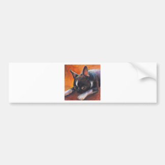 ボストンテリアの絵画犬Svetlana Novikova バンパーステッカー